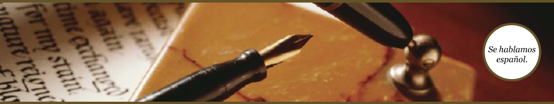 image of fountain pen resting over a paper with lines of calligraphy